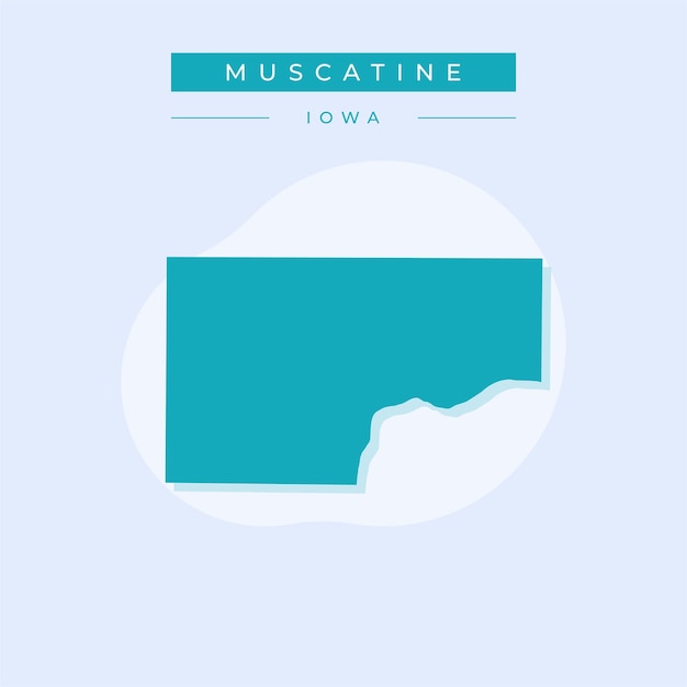 Vector de ilustración del vector del mapa de Muscatine en el estado de Iowa