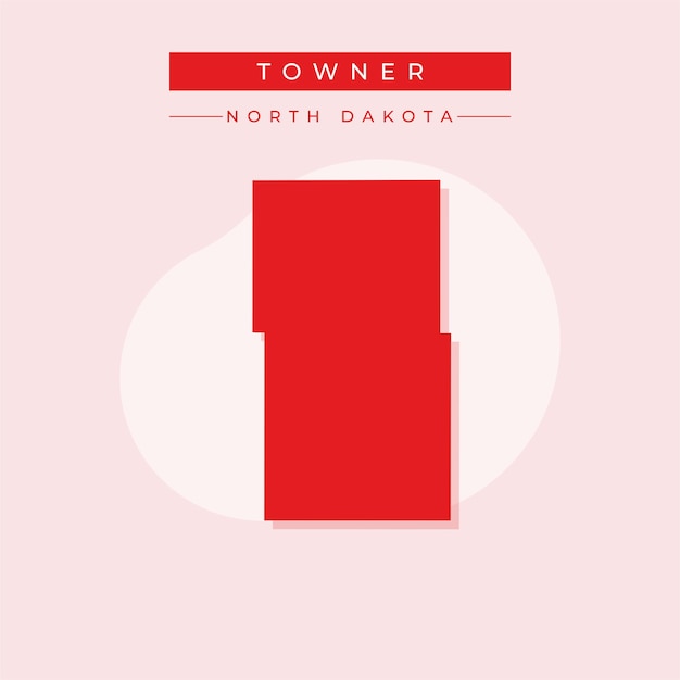 Vector de ilustración del vector del mapa de Towner en el estado de Dakota del Norte