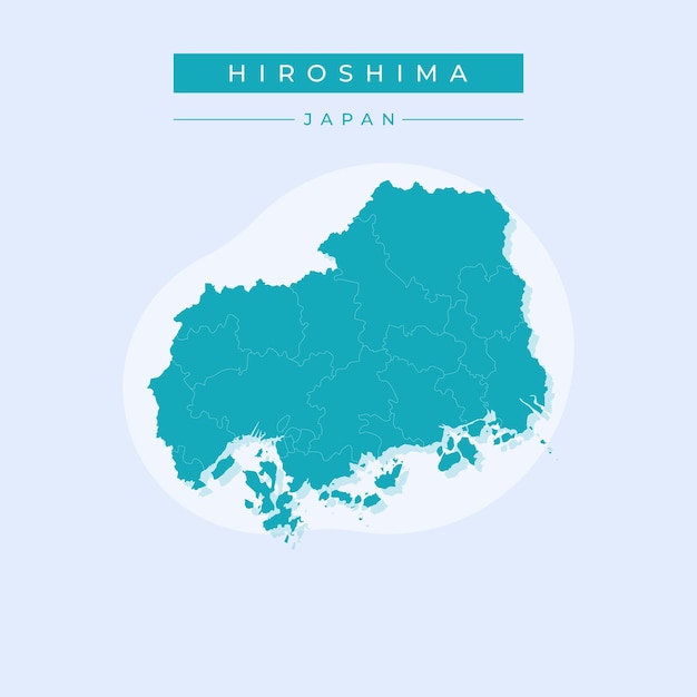 Vector ilustración vectorial del mapa de Hiroshima Japón