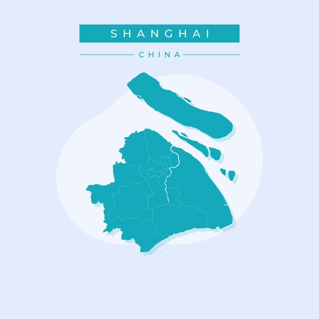 Vector ilustración vectorial del mapa de Shanghai China