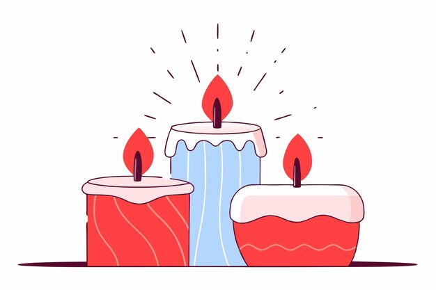 Vector de ilustración de velas de adviento púrpuras dibujadas a mano sobre fondo blanco