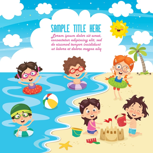 Vector ilustración de verano niños