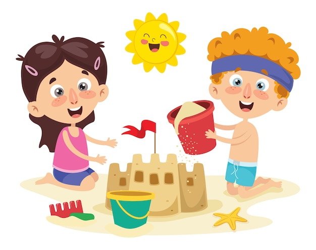 Vector ilustración de verano niños