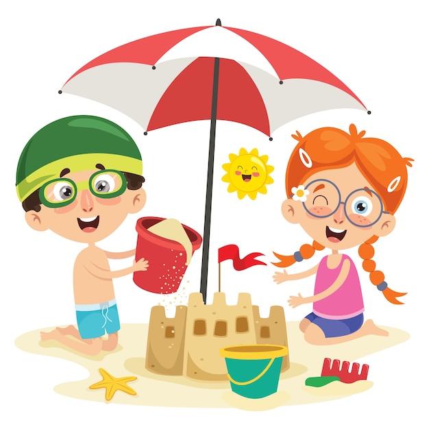 Vector ilustración de verano niños