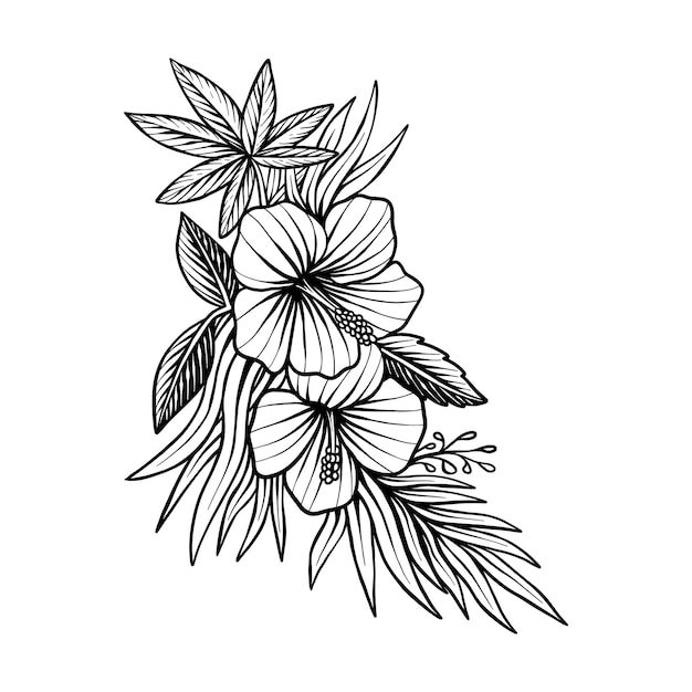 Vector de ilustración vintage floral de dibujo a mano