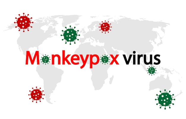 Vector de ilustración del virus de la viruela del mono con signo de virus