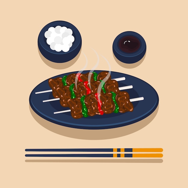 Vector vector de ilustración de yakitori japonés