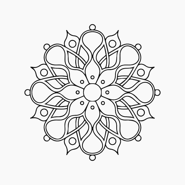 Vector de ilustraciones de copos de nieve Vector de contorno de mandala floral