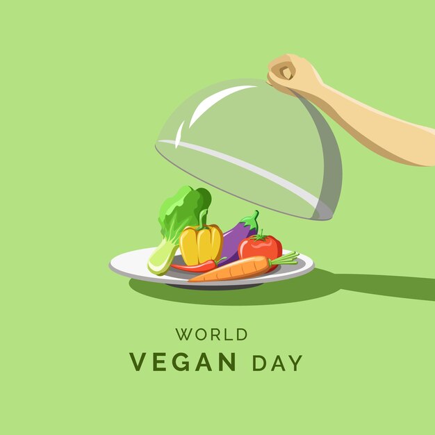 Vector de ilustraciones para el Día Mundial de los Veganos
