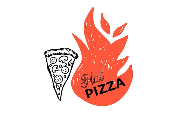 Vector de ilustraciones dibujadas a mano de pizza caliente