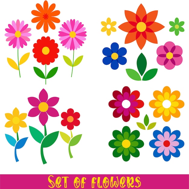 Vector de ilustraciones de flores dibujadas a mano
