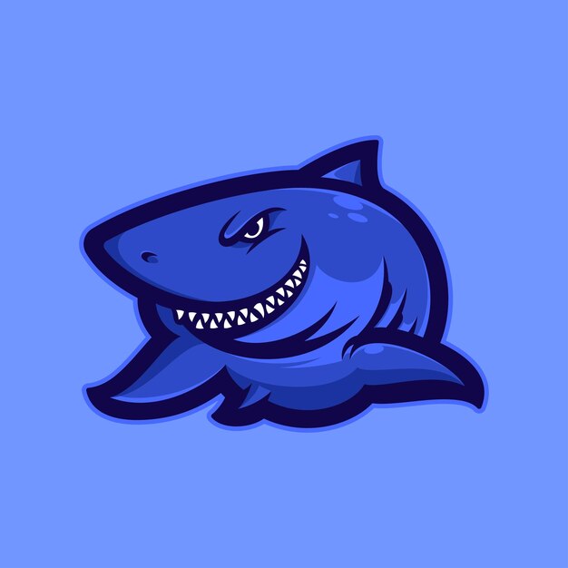 Vector de ilustraciones de mascota de logotipo de tiburón azul