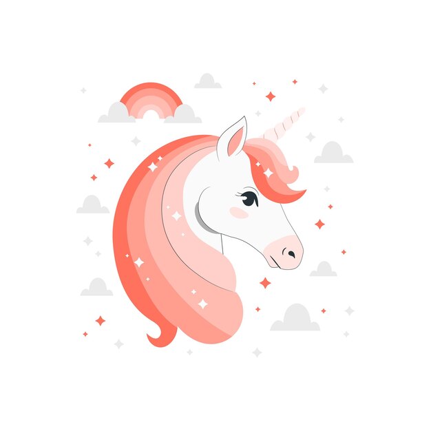 Vector de ilustraciones de unicornio plano