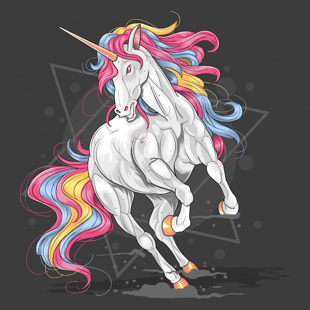 Vector de ilustraciones de unicornio a todo color