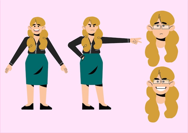 Un vector ilustrado de un personaje de una maestra de escuela
