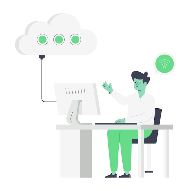 Vector ilustrativo de moda de la computación en la nube
