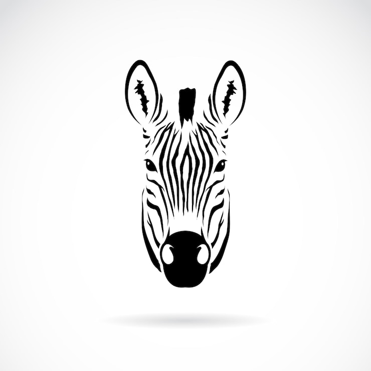 Vector vector de la imagen de una cabeza de cebra sobre fondo blanco