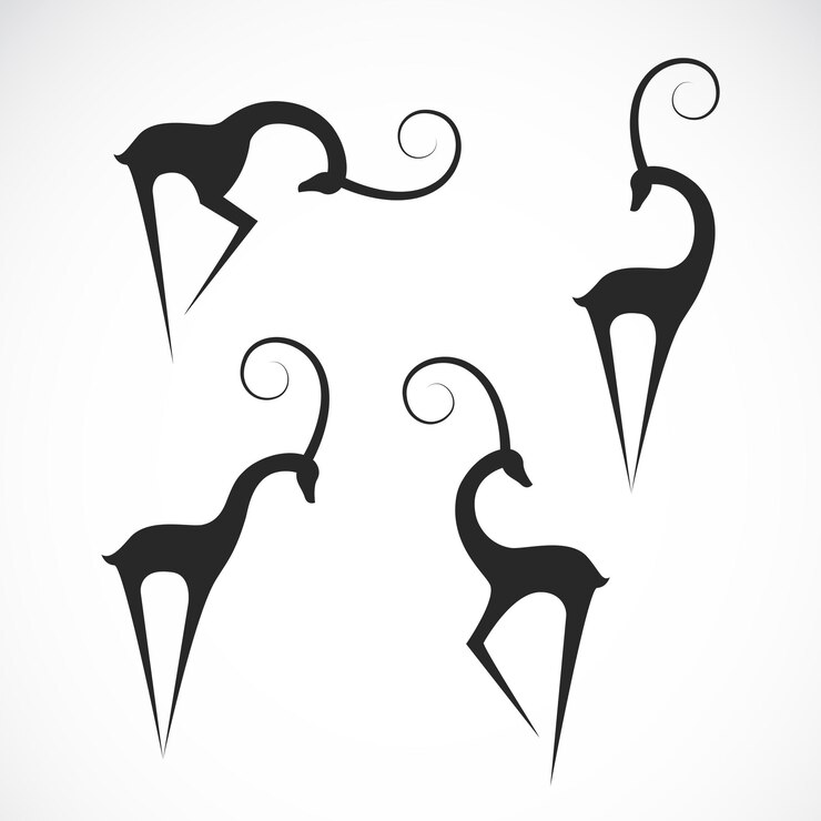 Vector vector de la imagen de un diseño de ciervos sobre fondo blanco.