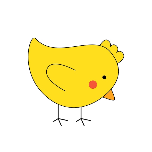 Vector de la imagen de lindo pollo de Pascua sobre fondo blanco.