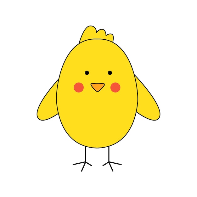 Vector de la imagen de lindo pollo de Pascua sobre fondo blanco.