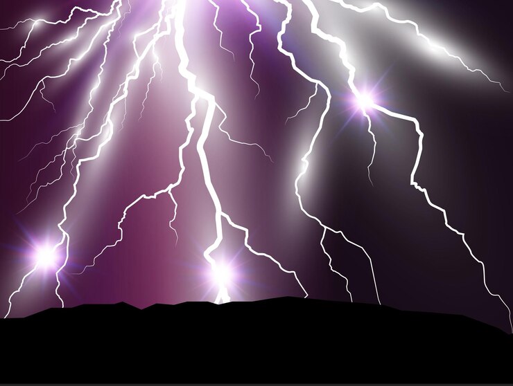 Vector vector de la imagen de un rayo realista. destello de trueno sobre un fondo transparente.