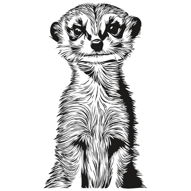 Vector de la imagen de la silueta de un suricato sobre un fondo blanco