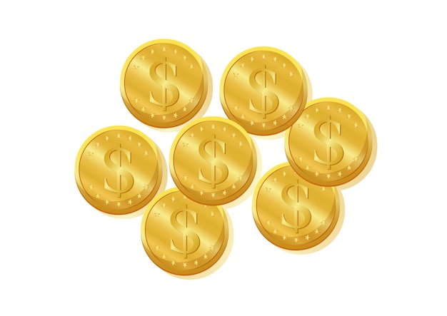 Vector de imágenes prediseñadas de moneda de oro aislado sobre fondo blanco