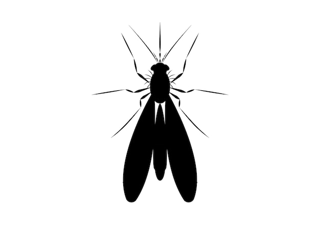 Vector vector de imágenes prediseñadas de mosquitos blanco y negro aislado sobre fondo blanco