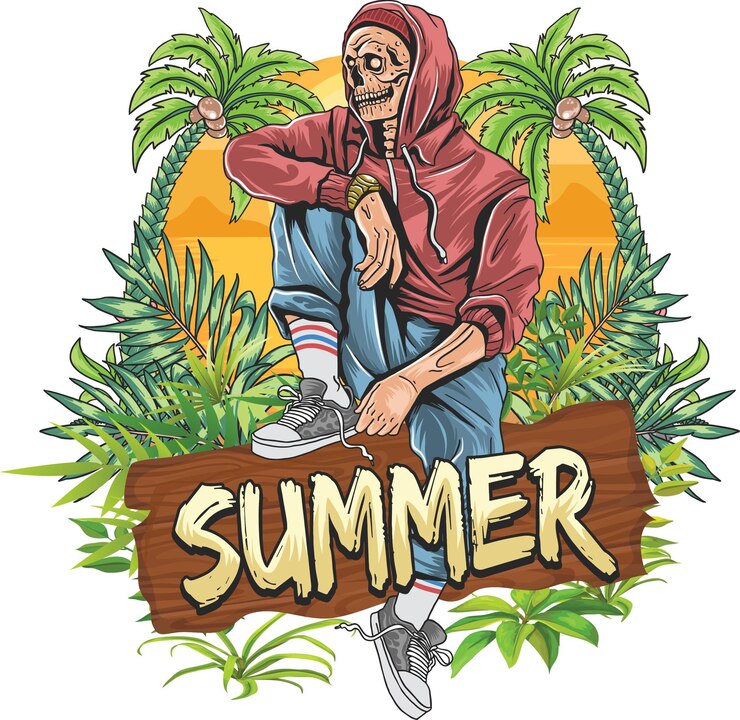 Vector de impresión de calavera de verano