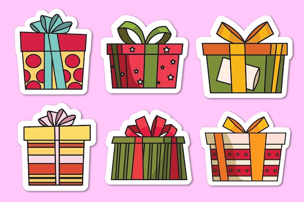 Vector imprimible de conjunto de pegatinas de regalo