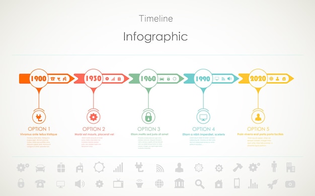 Vector de infografía de línea de tiempo