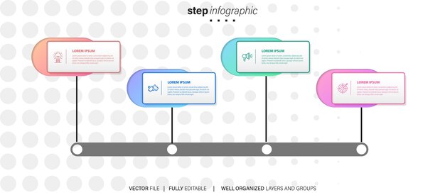 Vector de información de negocios gráfico línea de tiempo pasos de información diseño de plantillas gráficas