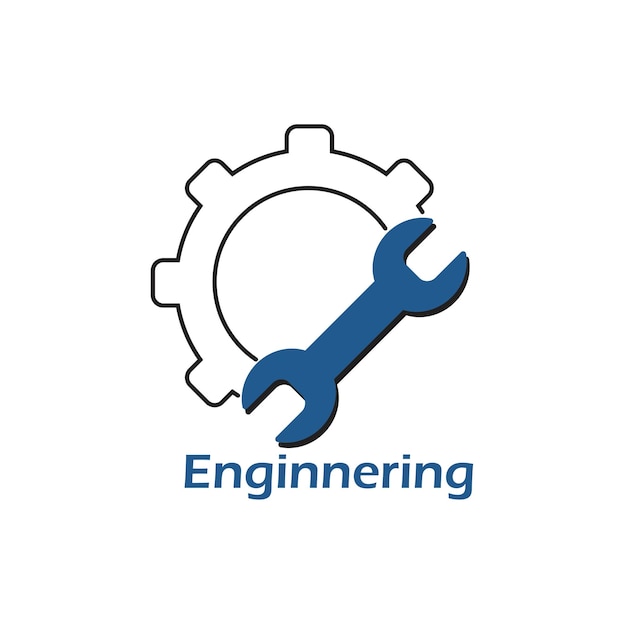 Vector de ingeniería de engranajes y herramientas de icono de logotipo