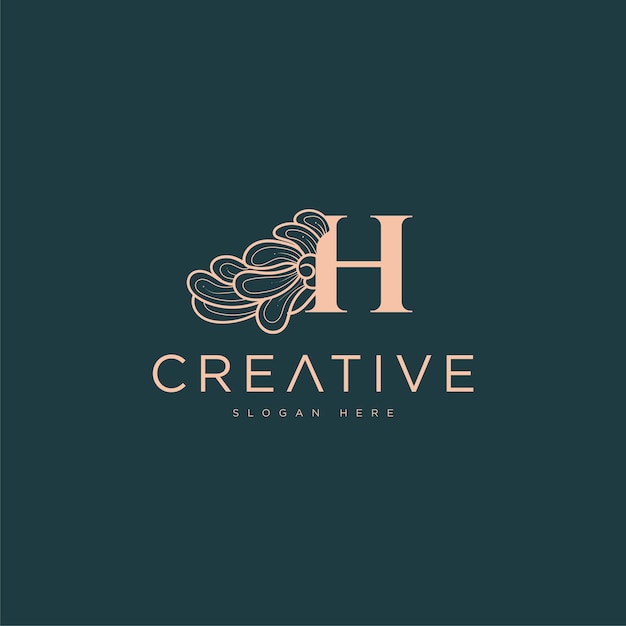 Vector inicial de la letra H diseño de logotipo de lujo