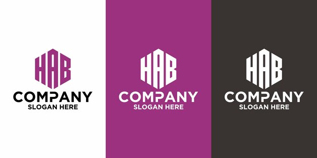 Vector inicial del logotipo del hexágono HAB