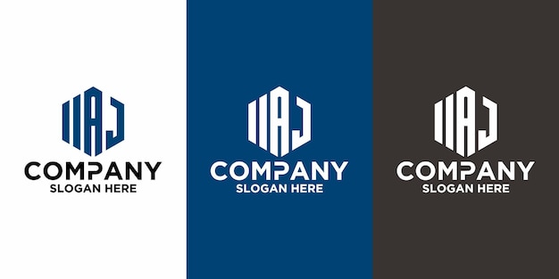 Vector inicial del logotipo del hexágono IAJ