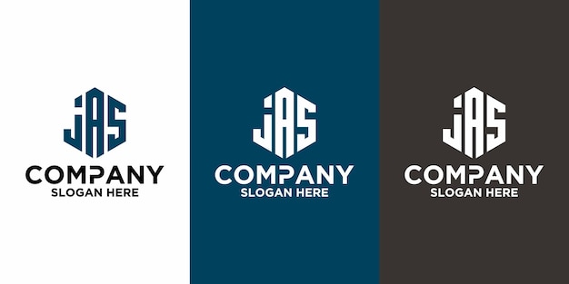 Vector inicial del logotipo del hexágono JAS