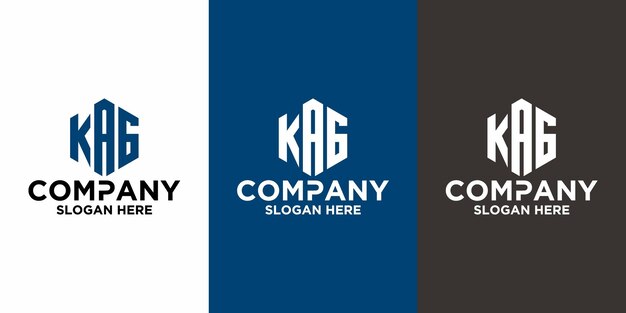 Vector inicial del logotipo del hexágono KAG
