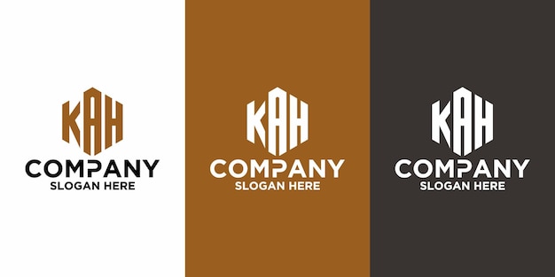 Vector inicial del logotipo del hexágono KAH