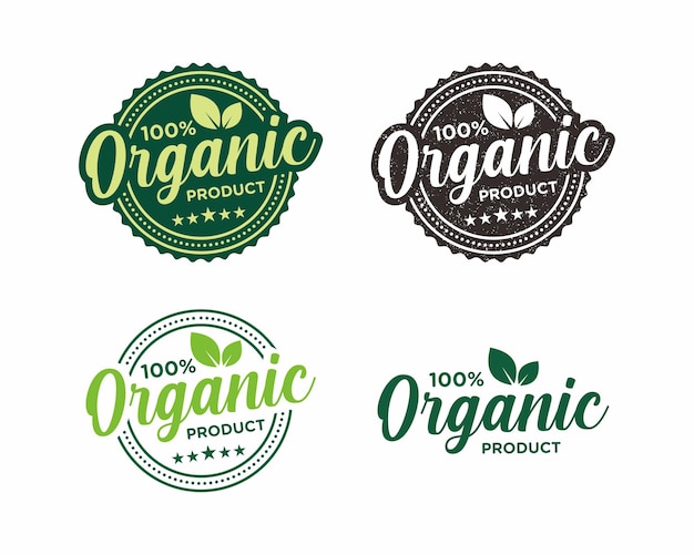 Vector de insignia de etiqueta adhesiva 100% orgánico