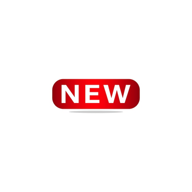 Vector de insignia de etiqueta de texto nuevo en color rojo 3D para mostrar mensajes de ofertas especiales aislados en blanco