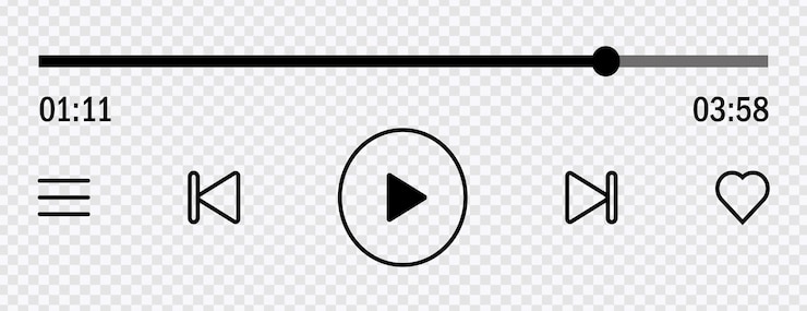 Vector vector de interfaz de usuario de reproductor de música moderno con controles para el diseño de aplicaciones