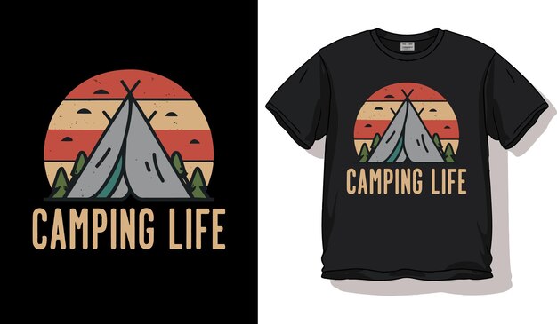 vector invierno verano camping vida diseño de camiseta