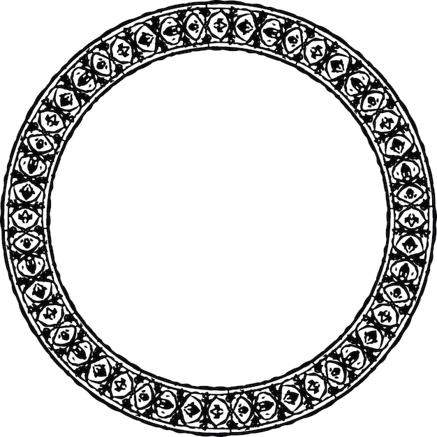 Vector vector iraní árabe eslimi círculo redondo litografía grunge marco de texto vector 06