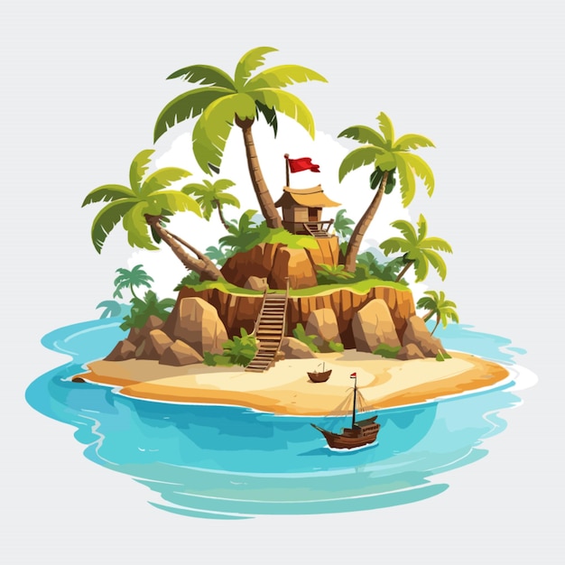 Vector de la isla pirata