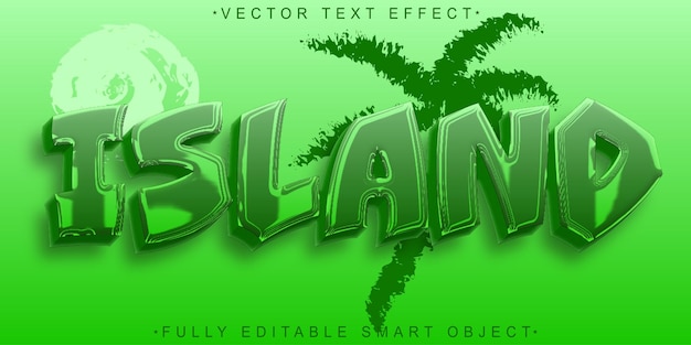 Vector vector de isla tropical verde brillante objeto inteligente totalmente editable efecto de texto