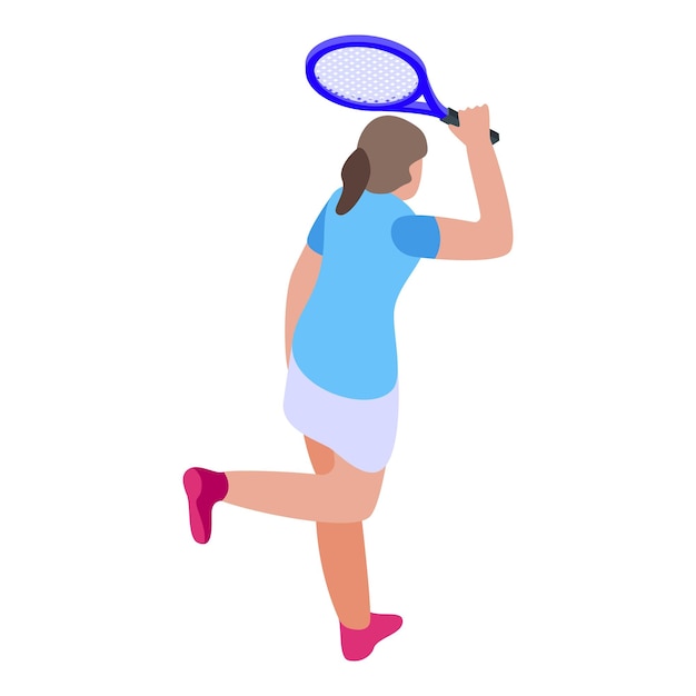 Vector isométrico del ícono del jugador que corre Tenis deportivo