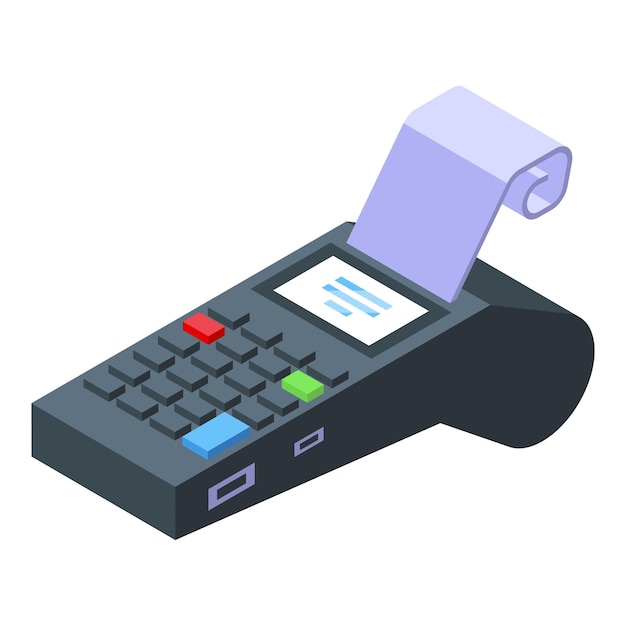 Vector isométrico del icono del terminal de pago Mercado global