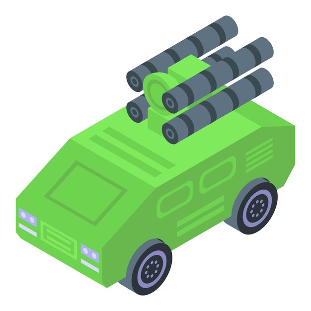 Vector isométrico del icono del vehículo armado Camión defensivo