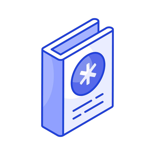 Vector isométrico premium de un libro médico un icono editable de la educación médica